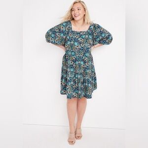 Plus Size Floral Babydoll Mini Dress